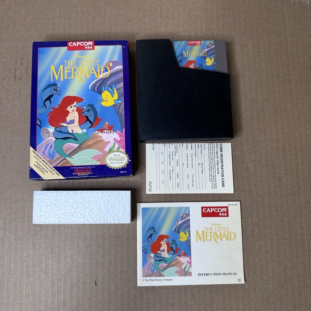 Capcom Disney's The Little Mermaid Nintendo NES CIB Complete w Manual 1991